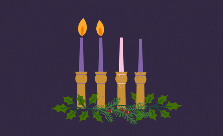 Közös adventi gyertyagyújtás az iskola aulájában