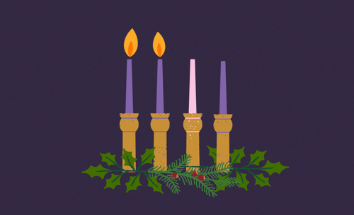 Közös adventi gyertyagyújtás az iskola aulájában